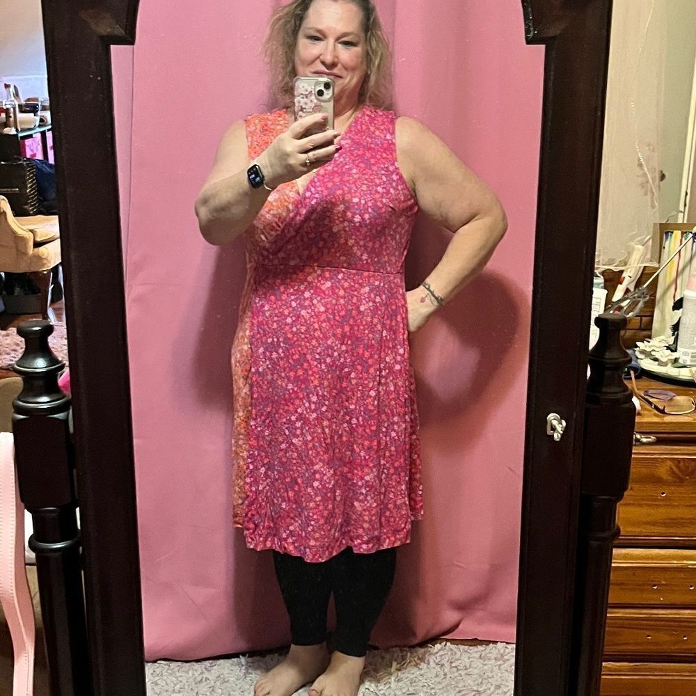 Isaac Mizrahi Pink Floral Midi Dress